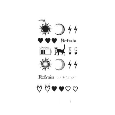 Imagem de Tatuagens temporárias, bateria de amor Sun Moon Lightning, tatuagens de relâmpago, dura de 1 a 2 semanas, resiliência, aparência de tatuagem real, resistente à água,18 x 11 cm