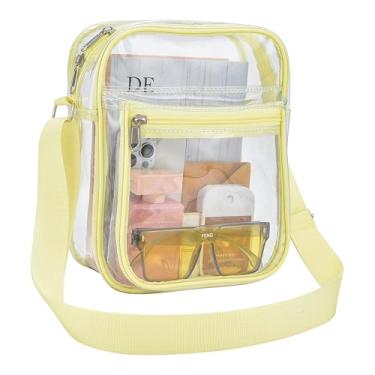 Imagem de USPECLARE Bolsa transparente para eventos de estádio bolsa carteiro transparente para homens e mulheres, Gema amarela, Small
