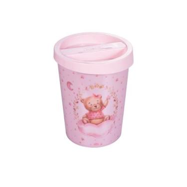 Imagem de Lixeira Decorada C/ Tampa 5,5l Infantil Plasútil Quarto Bebê, Ursa Ros