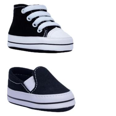 Imagem de Kit 2 Tenis Sapatinho Bebe Menina Menino Star Slip On K39 (Preto, BR, Bebê, Alfa, M)