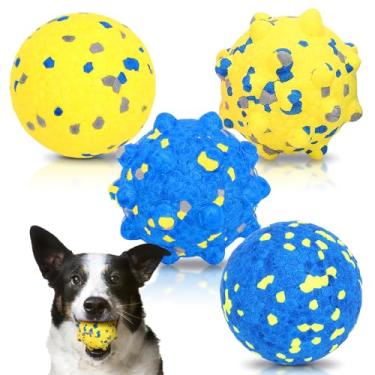 Imagem de Bolas de tênis grandes para cães, 4 peças, brinquedos para mastigar agressivos, brinquedos de mastigação para dentição de 7,5 cm, bola flutuante de água, bolas de busca, para cães grandes e médios