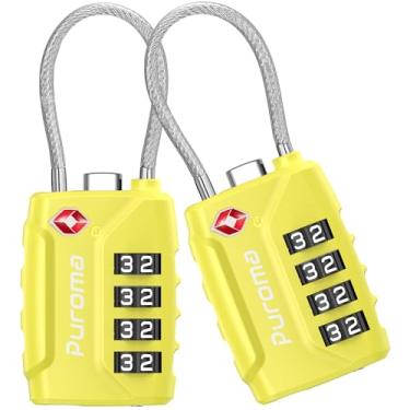 Imagem de Puroma Pacote com 2 cadeados de bagagem aprovados pela TSA, combinação de 4 dígitos, cadeado de código redefinível com corpo de liga de zinco para mala, caixa de ferramentas, mochila, bolsa, armário