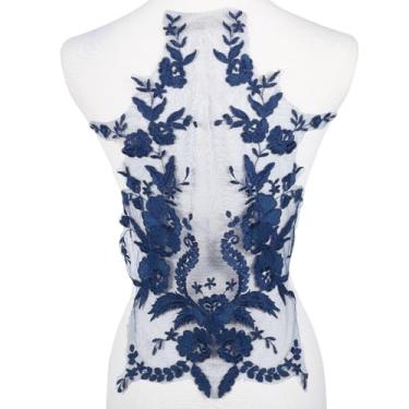 Imagem de GORGECRAFT Aplique de renda bordado de flores, costurado, floral, colarinho, vestido de casamento, vestido de noiva, apliques de remendo de malha, enfeites para roupas, calças, jeans, vestuário