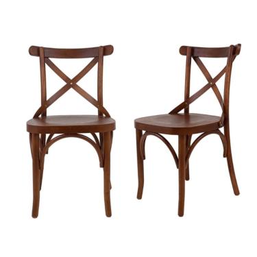 Imagem de Conjunto 2 Cadeiras Madeira Maciça Tauari Cross X Texas Gamma Móveis Castanho