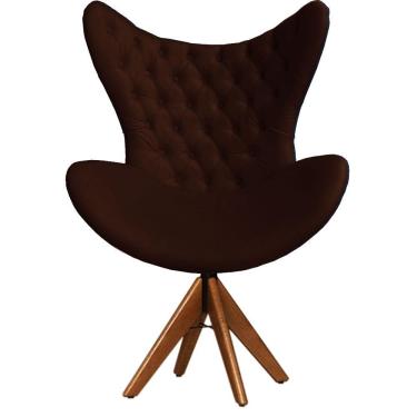 Imagem de Cadeira Decorativa Com Capitonê Big Egg Marrom Giratória Madeira