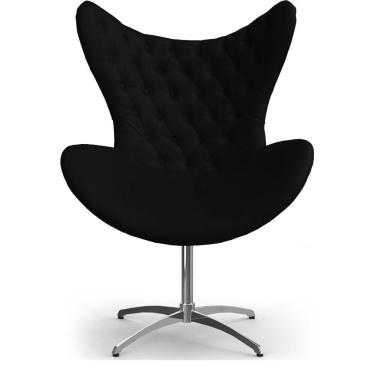 Imagem de Cadeira Decorativa Com Capitonê Big Egg Preta Giratória