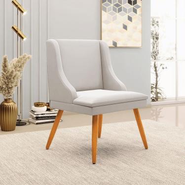 Imagem de Cadeira Decorativa Sala De Jantar Pés Palito De Madeira Firenze Veludo Cinza/natural G19 - Gran Belo