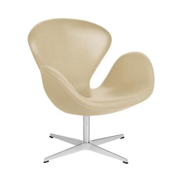 Imagem de Poltrona Swan Couro Sintético Bege Base Alumínio Giratória Cor Bege