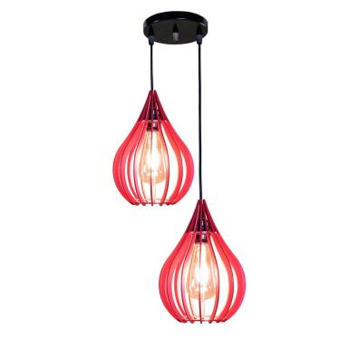 Imagem de Luminária Teto Lustre Pendente Balcão Cozinha Sala Duplo Cor:vermelho