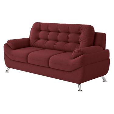 Imagem de Sofá 3 Lugares Mercury Em Tecido Suede 200cm Linoforte Vermelho Carmim