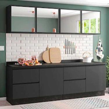 Imagem de Cozinha Completa Línea Com 6 Portas 6 Gavetas E 4 Prateleiras 240cm De Largura Bartira Grafite