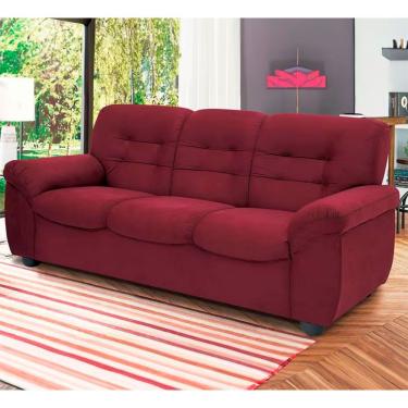 Imagem de Sofá De 3 Lugares Linoforte Stillus Ii Com 204 Cm De Largura E Revestido Em Tecido Suede Vermelho