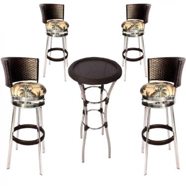Imagem de 4 Banquetas Giratórias E Mesa Bistrô Em Alumínio Para Coz,pi Tabaco