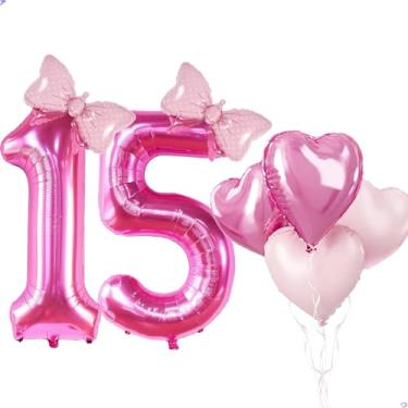Imagem de Balão rosa enorme de 15 anos para meninas, 102 cm, rosa hélio, 15 balões para meninas, decorações de 15 anos, decorações de festa, celebrações, artigos de festa, lembrancinhas, cenários