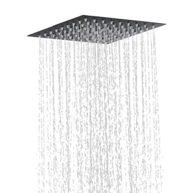 Imagem de Hamckay Chuveiro preto fosco de 30,48 cm, chuveiro de chuva moderno, chuveiro de chuva de alta pressão de aço inoxidável com bicos autolimpantes