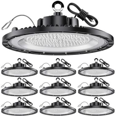 Imagem de THELUX Lâmpada Led Ufo De 200 W, 30.000 Lm, Ip65, 5.000 K, Luz Diurna, Superbrilhante, Comercial, Para Armazém, Garagem, Fábrica, Oficina, Celeiro, Academia, Com Plugue Americano, Cabo E Corda Segur