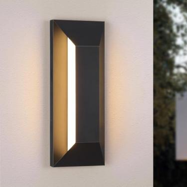 Imagem de LamQee Luminária De Parede Externa Moderna 15" Para Iluminação Externa, Suporte Preta Casa, Arandela Led Varanda, Pátio, Porta Da Frente E Garagem