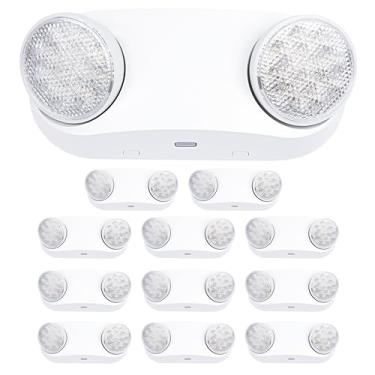 Imagem de GRUENLICH Luz De Emergência Led Com Bateria Reserva, 2 Luzes Cabeça Ajustáveis Tipo Olho Inseto, Padrão Americano, Ca 120-277 V, Saída Comercial Fiação Para Empresas, Pacote 12 Unidades
