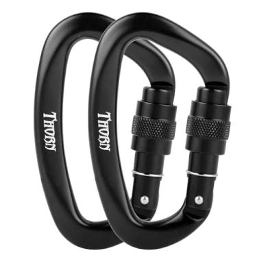 Imagem de Thorn Mosquetão Com Trava Para Escalada E Rapel - Mosquetões De Rosca Grande Resistente 25 Kn Escalada, Montanhismo, Rede, Camping, Academia, Pacote 2