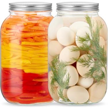 Imagem de Danmu Potes De Vidro Com Tampa Hermética, Conserva, Pote 1 Galão, Boca Larga Mason Pote, Tampas Pacote 2