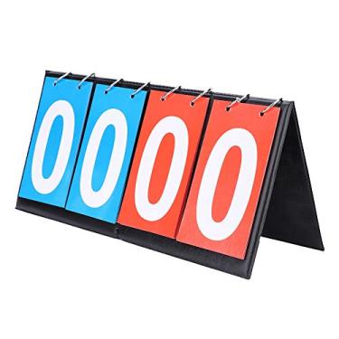 Imagem de Flip Sports Portátil, Contador de Pontuação para Tênis de Mesa, Placar Portátil 2 3 4 Placar Servindo 3 Basquete (3 Dígitos Vermelho azul) (placar de quatro dígitos)