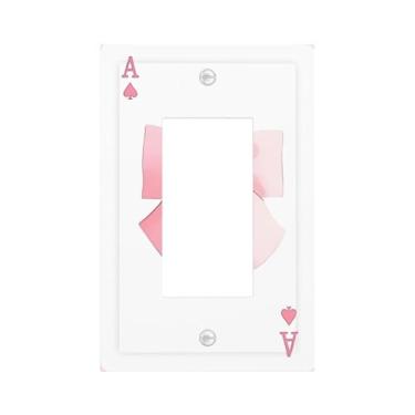 Imagem de Laço rosa engraçado 1 Gang Rocker Light Switch Cover Decora Única Placa de Parede Placa Elétrica Tomada Placa Frontal para Banheiro Cozinha Tamanho Padrão