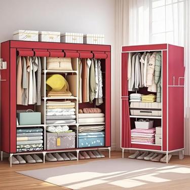 Imagem de Guarda Roupa Portátil Desmontável Organizador Prático Solteiro e Casal(BORDO,CASAL)