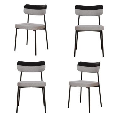 Imagem de Cadeira Mynna Fixa C/4 Pes 525 X 470 X 790 Mm C/4 Un. Crt.cinza Claro/courino Preto Crt Cinza Claro/courino Preto
