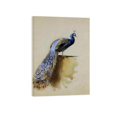 Imagem de Animais Pinturas Famosas Arte Parede-Fotos Lona para Sala de Estar-Pavão 2-Pôster e Imprimir Decoração 50x70cm20x27in Tela Embrulhada