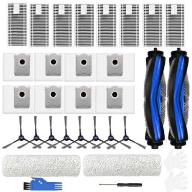Imagem de Peças de reposição compatíveis com Ecovacs Deebot X8 Pro Omni/Yeddi S14 Plus Robot Vacuum Accessories com 8 sacos de poeira, 8 filtros HEPA, 8 escovas laterais, 2 esfregões de rolo, 2 escovas