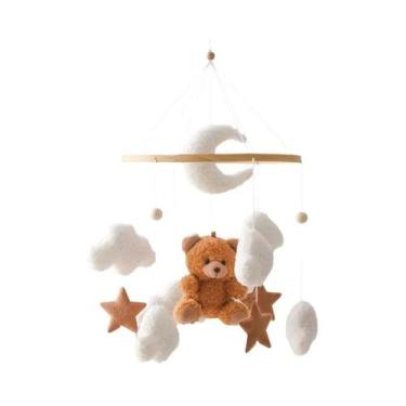 Imagem de Móbile De Berço De Madeira Para Bebê, Urso De Desenho Animado Em Feltr
