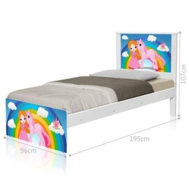 Imagem de Cama Juvenil Barcelona Princesa E Unicórnio Com Colchão