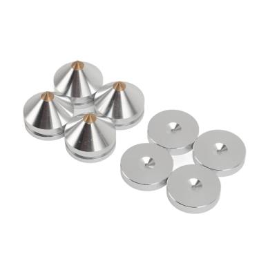 Imagem de POENVFPO 4 Defina o Alto -falante Isolation Feet Aluminum Ligy Spike, Material de Alta Densidade para o Amplificador de DVD Player de CD, Qualidade de Som Aprimorada, para Entusiastas de (Prata)