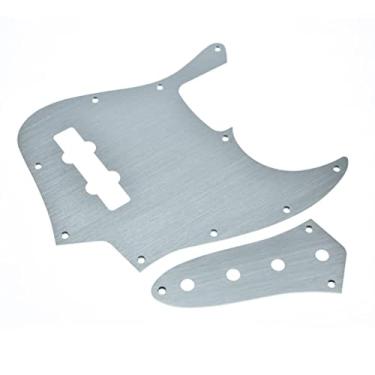 Imagem de KAISH Alumínio anodizado 4 cordas Jazz J Bass Pickguard com placa de controle JB de metal e parafusos para baixo americano / mexicano FD Jazz prata