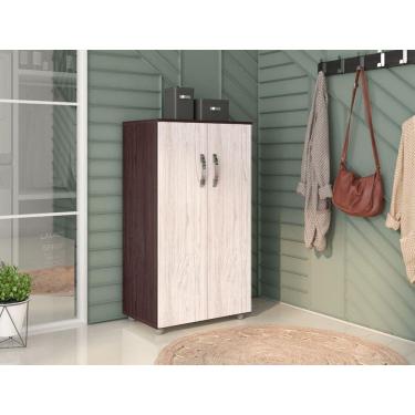 Imagem de Armário Multiuso Organizador Rosana 2 Portas 3 Prateleiras Castanho-avelã