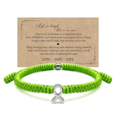 Imagem de LAMIBEE Pulseira para uma causa, pulseira de fita de conscientização, pulseiras ficam bem em breve, pulseira de cordão de surfista de proteção para homens, mulheres estilo amuleto boho, Medium, Não