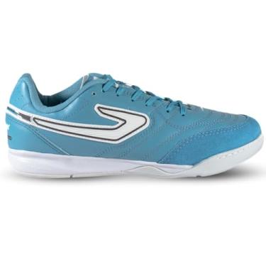 Imagem de Chuteira Futsal Topper Prisma Indoor Leve Antiderrapante Unissex Costurado Quadra Futebol de Salão Profissional Resistente Leve Confortável Masculino Feminino Adulto Juvenil 4 Cores Colorida (Azul, BR, Adulto, Numérico, 41)