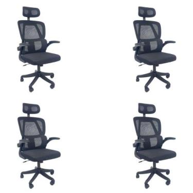 Imagem de Kit 4 Cadeiras de Escritório Presidente Executiva Oficial Legacy Preto