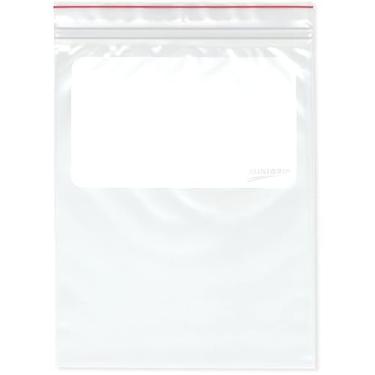 Imagem de Minigrip Red Line 20,32 cm x 25,4 cm (pacote com 100), 4 Mil com bloco branco e sacos plásticos resistentes com zíper duplo e furo para pendurar