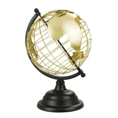 Imagem de Globo Terrestre Decorativo Dourado 360º em Metal com Base 28,5x17cm Luxo Vintage