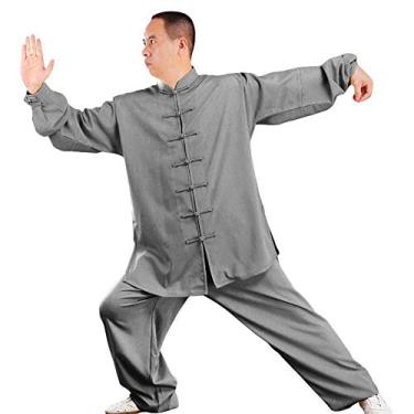 Imagem de Roupas De Tai Chi Mulheres, Homens Terno De Uniforme De Tai Chi, Artes Marciais Tradicionais Taiji Kung Fu Qigong Wushu Wing Chun Shaolin Treinamento Roupas Clássicas Mangas Compr, Darkgray, XXL