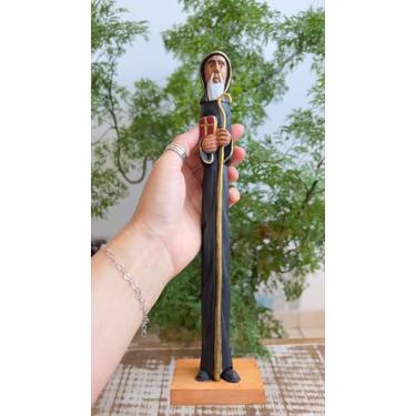 Imagem de Linda Imagem São Bento 31 cm em Madeira Cedro