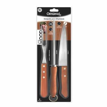 Imagem de Kit churrasco wood com 3 peças - Original