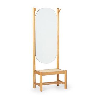 Imagem de Mancebo com espelho em Madeira e Palha natural Junco Artemobili