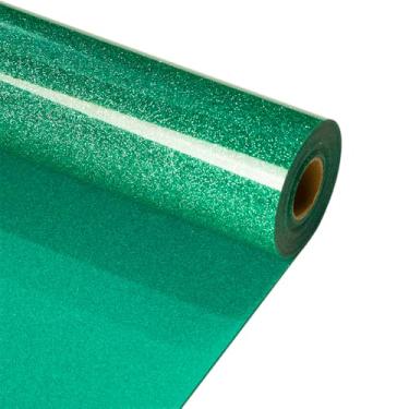 Imagem de RENLITONG Rolos de vinil de transferência de calor HTV com glitter verde - 30,5 cm x 6 m com glitter em vinil para camiseta e silhueta, fácil de cortar e remover ervas daninhas para design de