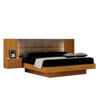 Imagem de Cama De Casal Braga Queen Size Com Criado E Cabeceira Cinamomo Joli Ca