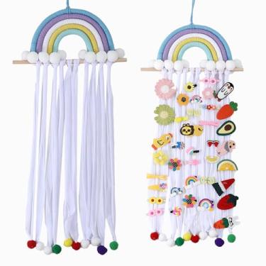 Imagem de YOcity Arco-Íris Organizador de Laço de Cabelo Grampos de Cabelo Suporte de Arcos para Meninas Arcos de Cabelo - Tiara de Bebê Acessórios de Cabelo Organizador Exibição de Parede para Decoração de