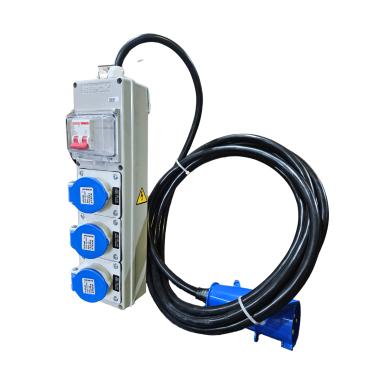 Imagem de Extensão 5 Metros C/ Disjuntor Bipolar SD C32 Plugue N3276 32A + 3 Tomadas N3046 16A 200/250V IP44 Cód. S6100101 – Steck