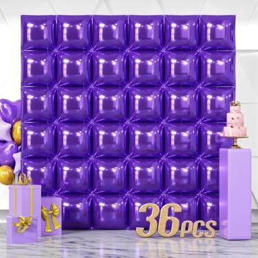 Imagem de NISOCY Kit de arco de túnel de balões roxos quadrados quadrados de parede com 36 peças para decoração de festa de casamento e chá de bebê