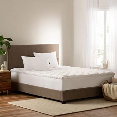 Imagem de SERTA Pillow top de colchão de ajuste simples hipoalergênico macio de 5 cm Down Illusion, King, branco